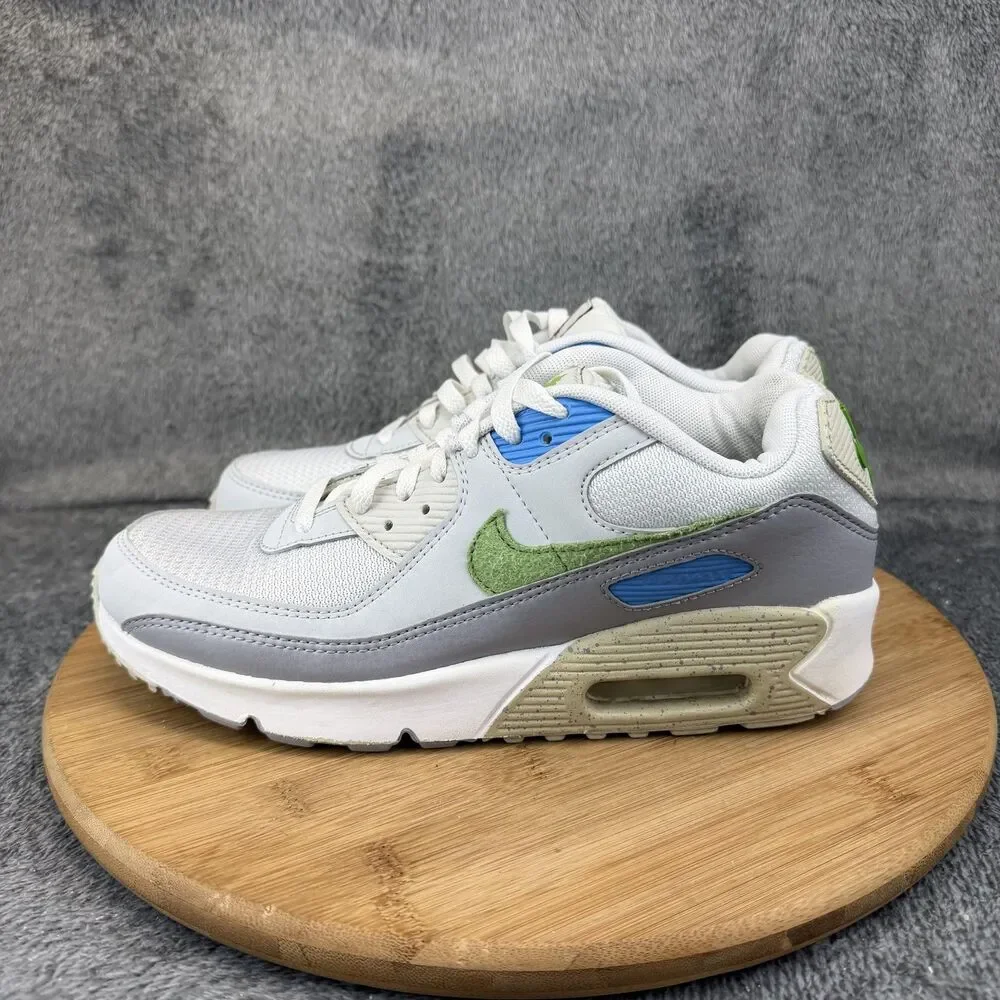 Nike Air Max 90 Shoes Boys Size 7Y White Gray Green Running Sneakers DV3483-100